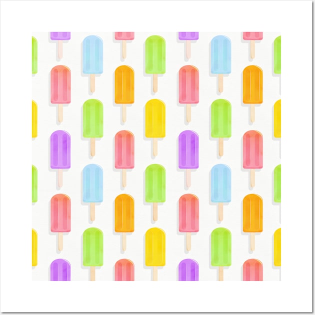 Rainbow Summer Popsicles Pattern Wall Art by tanyadraws